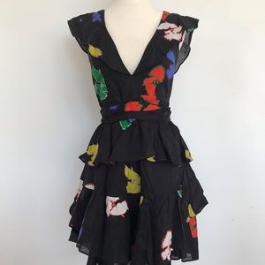 Cynthia Rowley Black Multi-Color Mini Dress